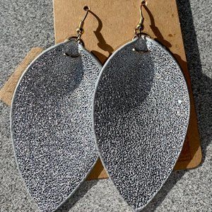 3 for $20 - silver glitter leather earrings